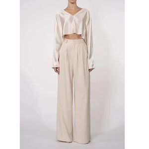 NWT NONCHALANT LABEL FABI WIDE LEG PANT - OAT TAN